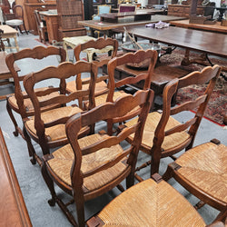 Eight French Oak Rush Seated Dining Chairs | Antique & Vintage | Moonee Ponds Antiques | Australia Wide Delivery