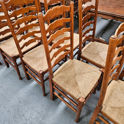 Vintage Set 12 Beech Ladderback Rush Seated Dining Chairs | Antique & Vintage | Moonee Ponds Antiques | Australia Wide Delivery