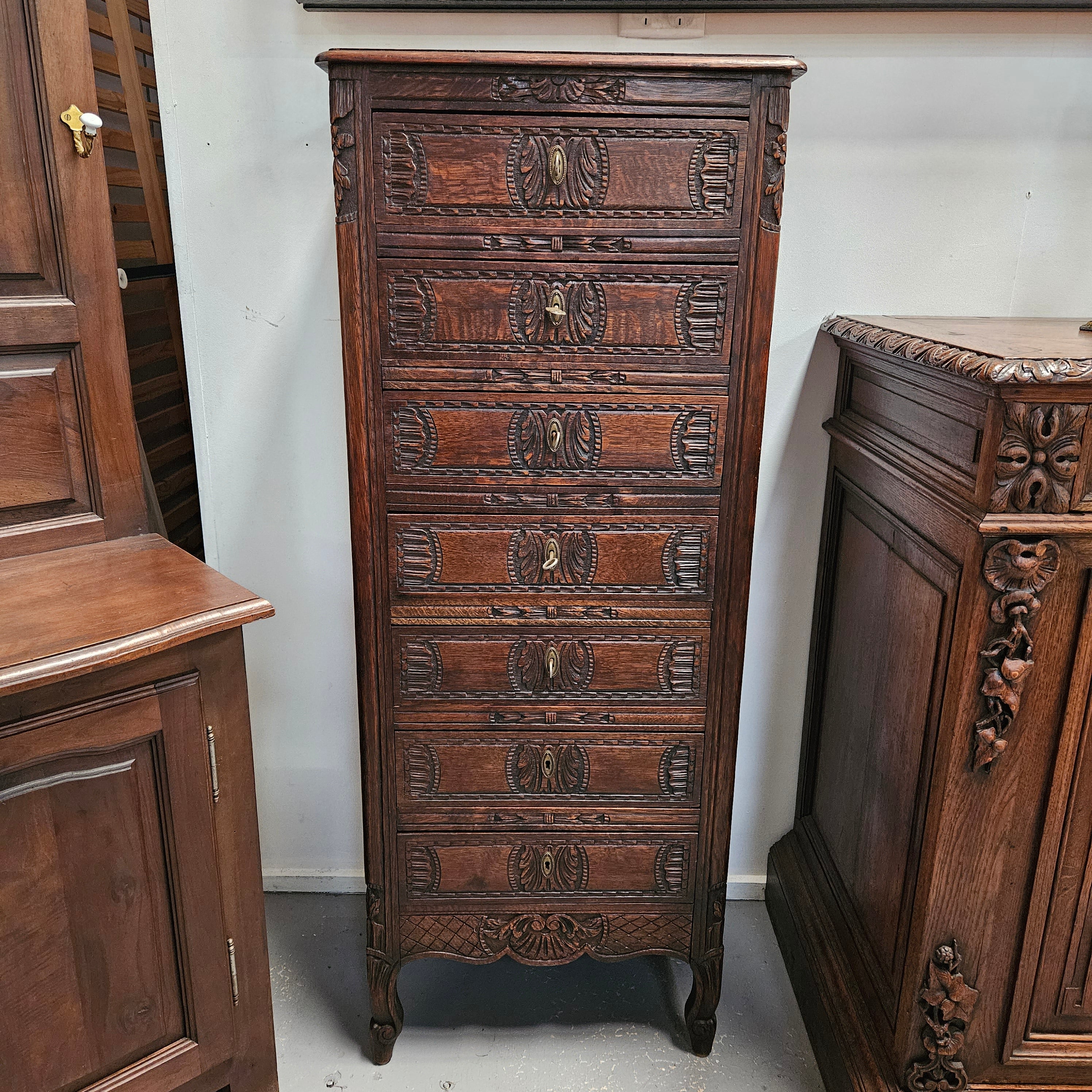 Breton French Oak Seven Drawer Semainier | Antique & Vintage | Moonee Ponds Antiques | Australia Wide Delivery