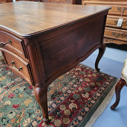 Beautiful Grand French Oak Louis XV Style Faux Partners Desk