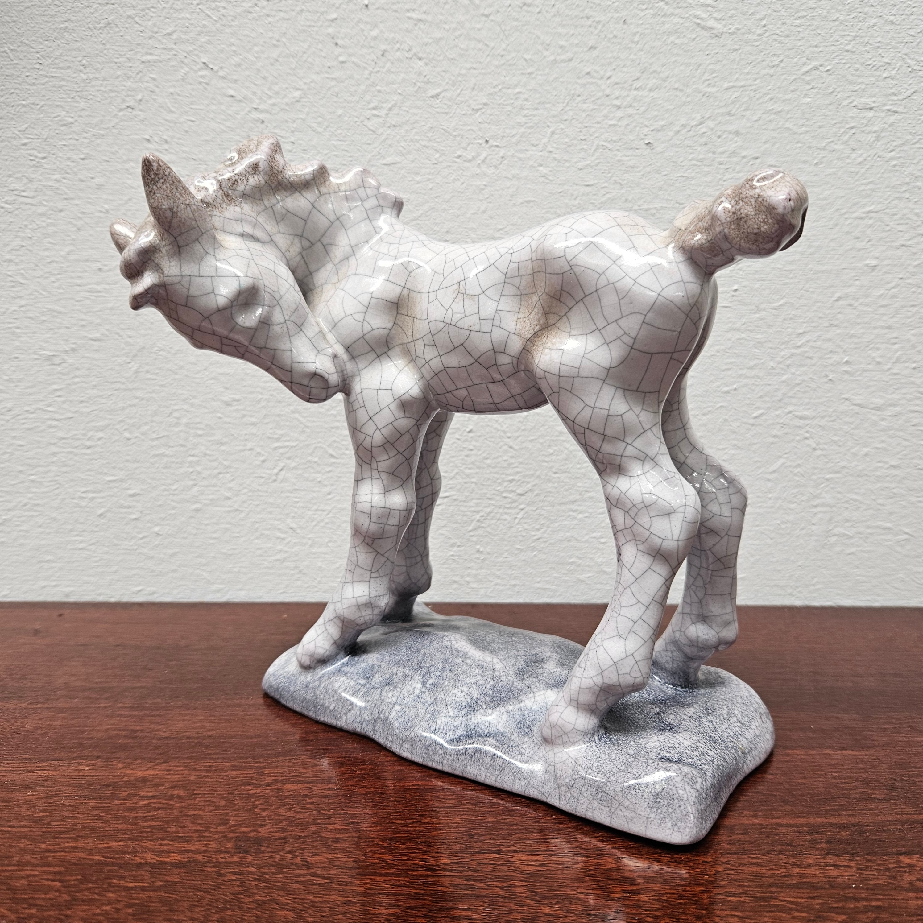Vintage Majolica Horse Statue