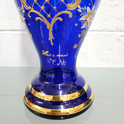 Vintage Bohemian Blue Glass Vase with Enamel & Gilt Decoration | Antique & Vintage | Moonee Ponds Antiques | Australia Wide Delivery