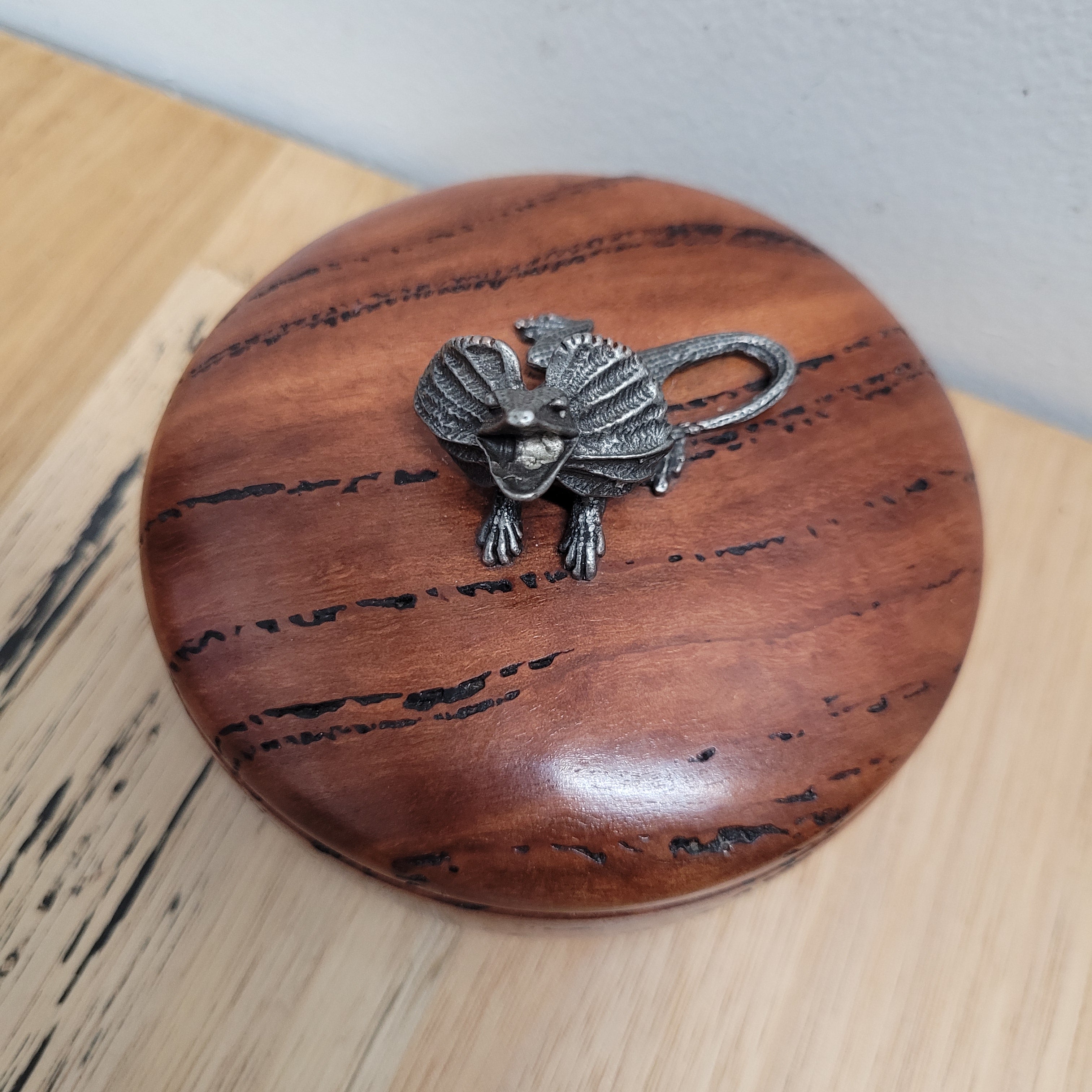 Vintage Walnut & Pewter Lizard Paperweight | Antique & Vintage | Moonee Ponds Antiques | Australia Wide Delivery
