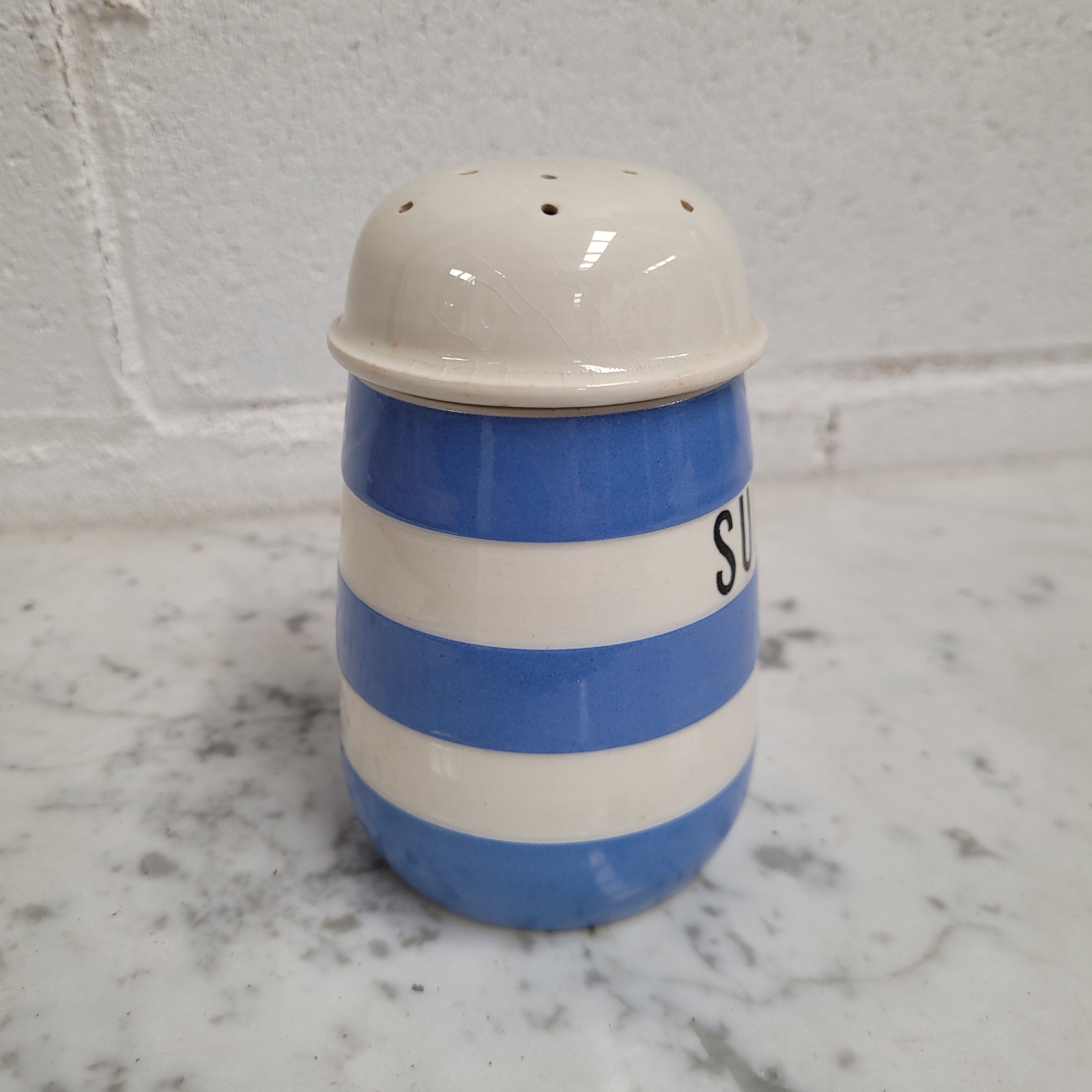 Antique Blue Cornishware Sugar Shaker T.G Green Made in England | Antique & Vintage | Moonee Ponds Antiques | Australia Wide Delivery