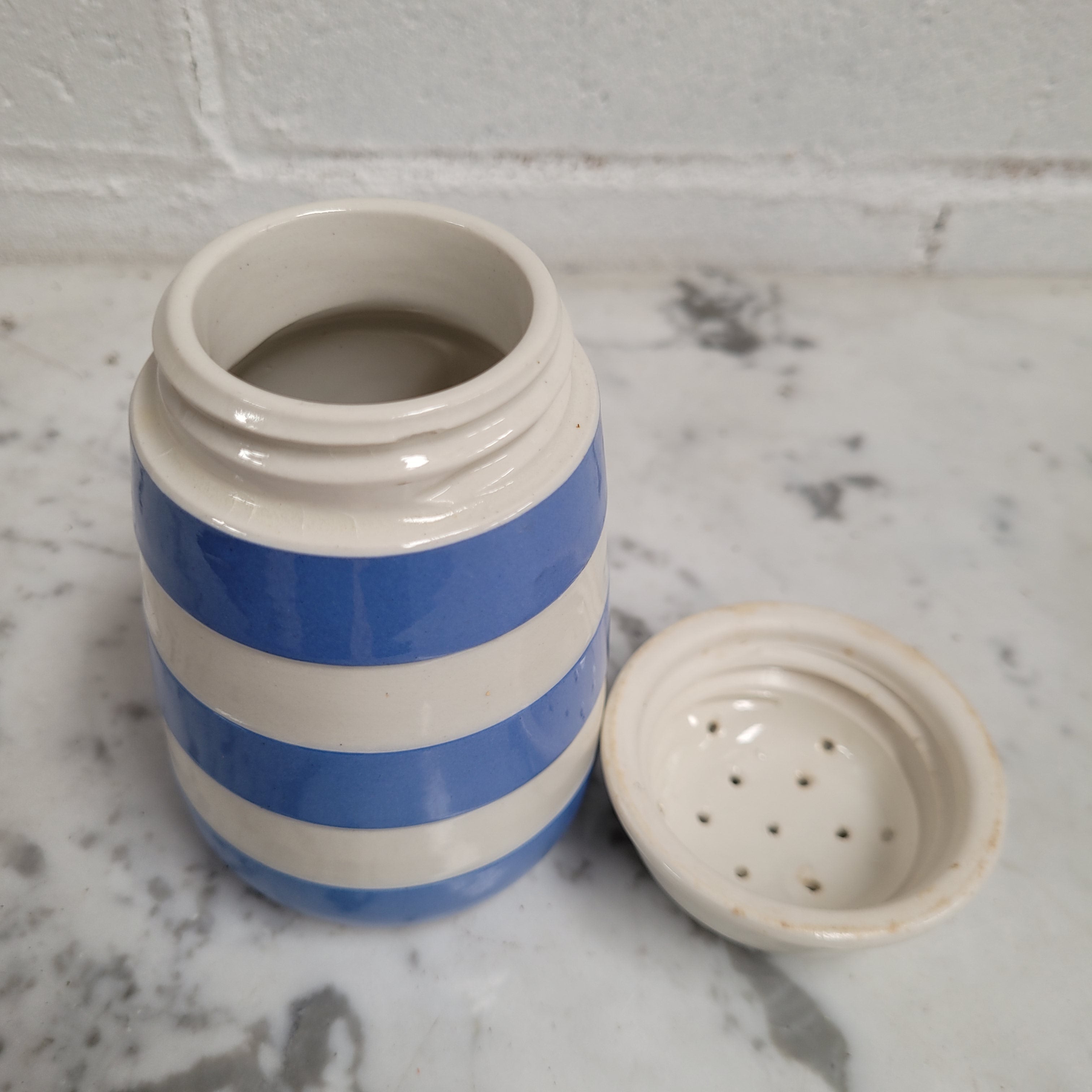 Antique Blue Cornishware Sugar Shaker T.G Green Made in England | Antique & Vintage | Moonee Ponds Antiques | Australia Wide Delivery