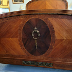 Elegant French Art Deco Walnut Queen Size Bed with Bronze Mounts | Antique & Vintage | Moonee Ponds Antiques | Australia Wide Delivery