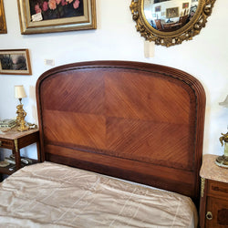 Elegant French Art Deco Walnut Queen Size Bed with Bronze Mounts | Antique & Vintage | Moonee Ponds Antiques | Australia Wide Delivery