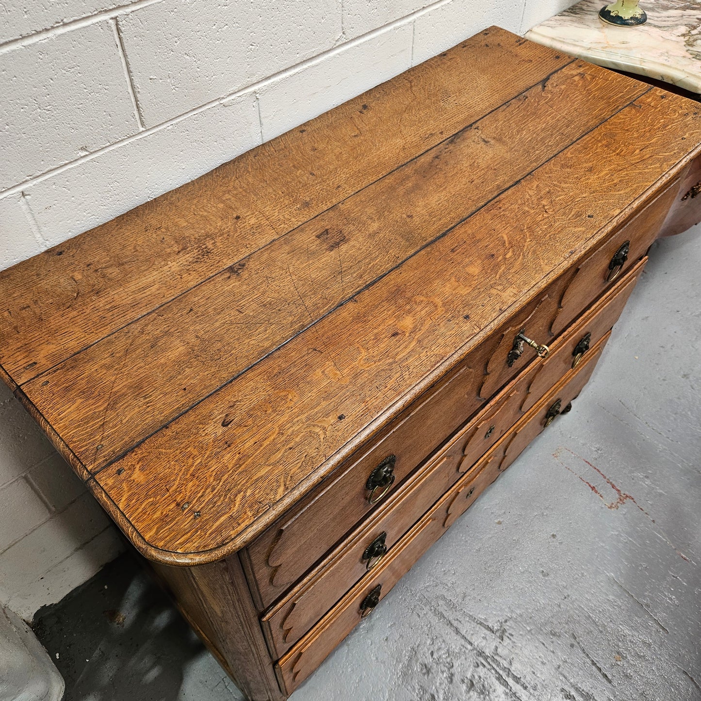 Early 19th Century French Oak Wooden Commode With Stunning Lion Handles