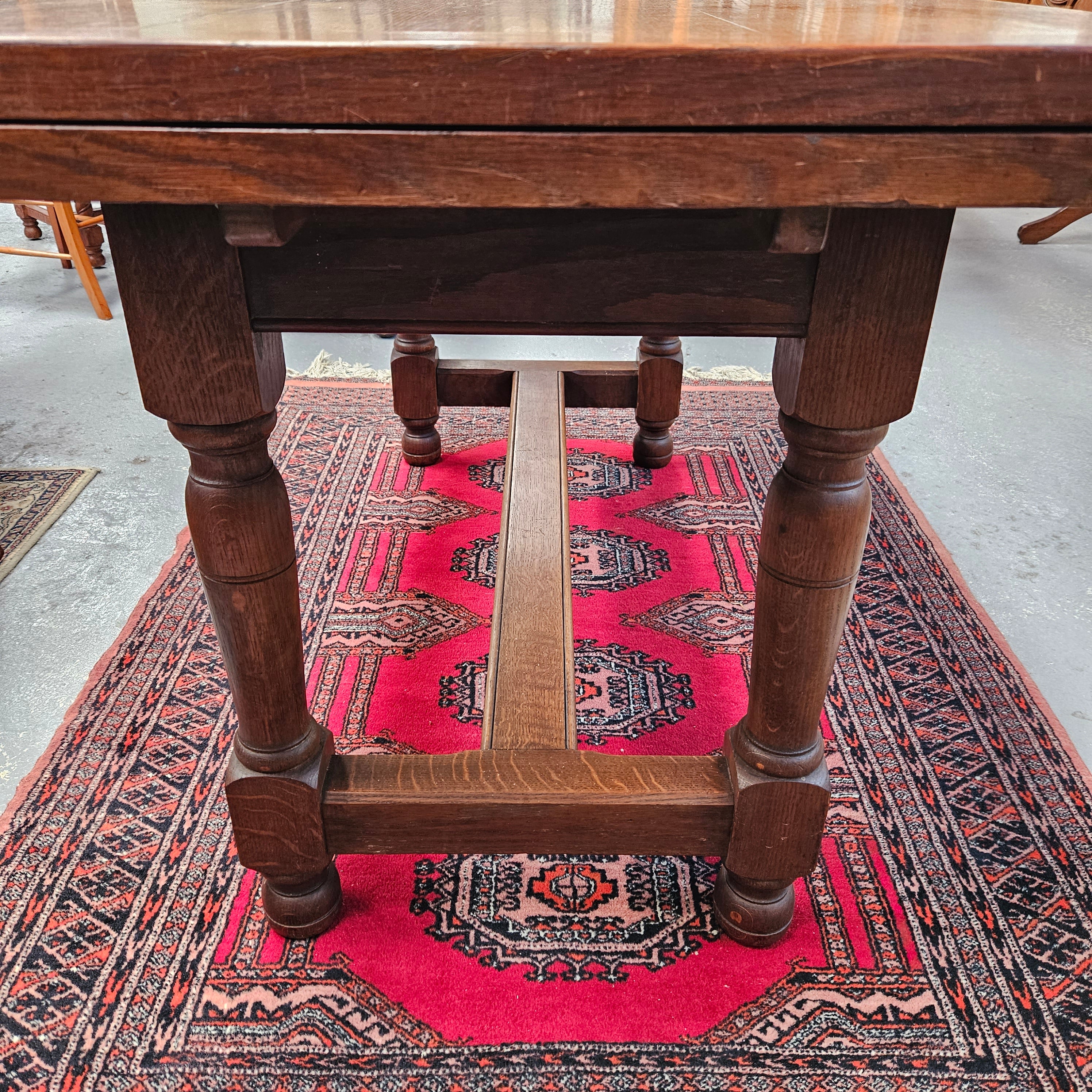 Rare Narrow & Hard to Find Size French Oak Extension Dining Table