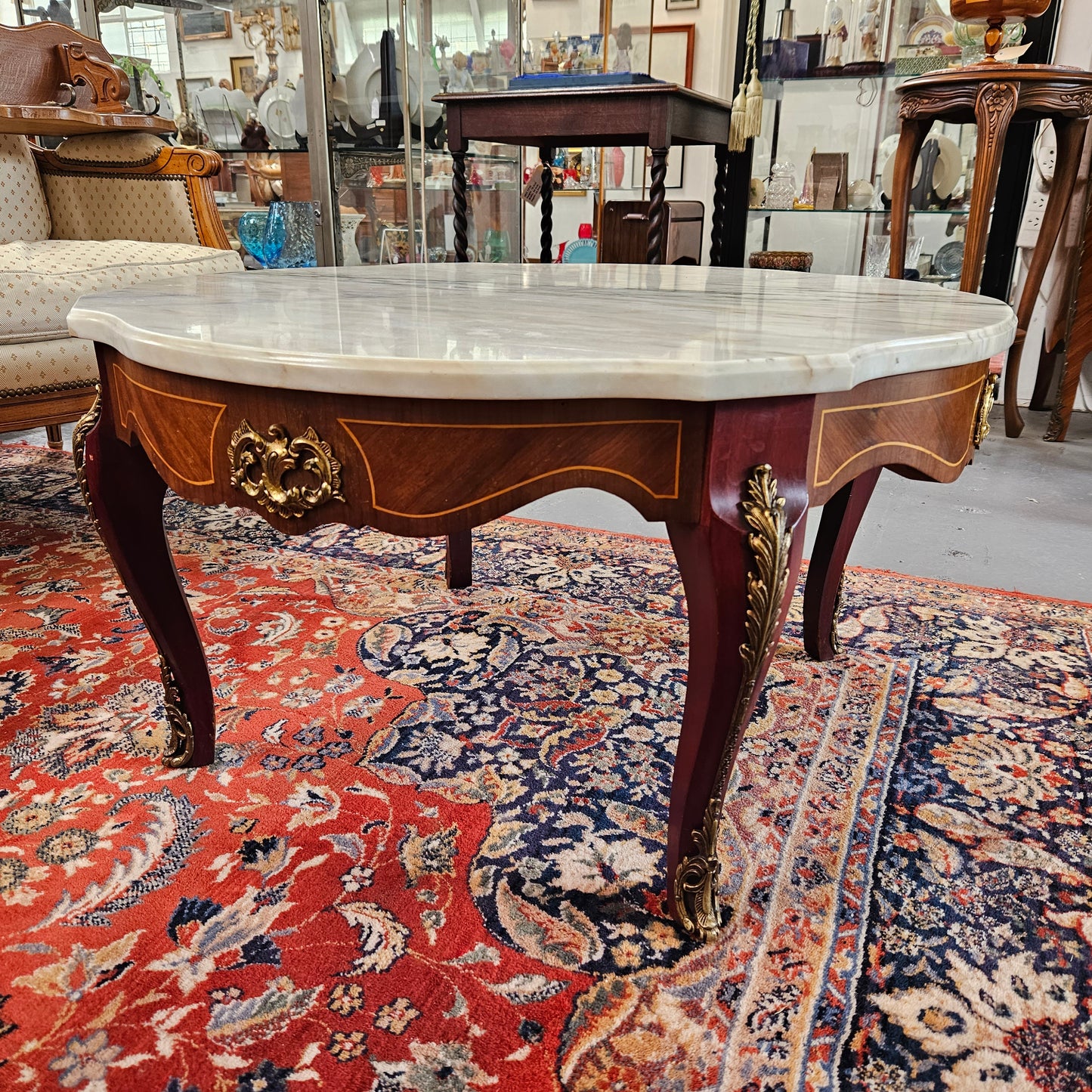 Louis XVth Style Coffee Table with Marble Top