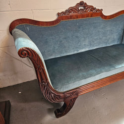 Stylish Mahogany Empire Style Upholstered Settee | Antique & Vintage | Moonee Ponds Antiques | Australia Wide Delivery