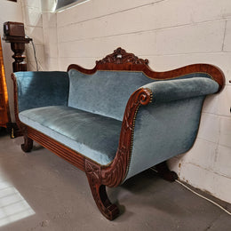 Stylish Mahogany Empire Style Upholstered Settee