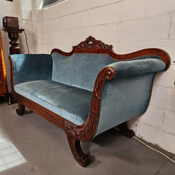 Stylish Mahogany Empire Style Upholstered Settee | Antique & Vintage | Moonee Ponds Antiques | Australia Wide Delivery