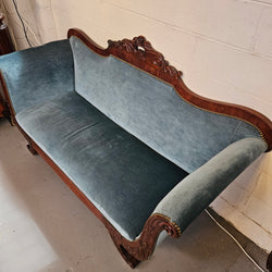 Stylish Mahogany Empire Style Upholstered Settee | Antique & Vintage | Moonee Ponds Antiques | Australia Wide Delivery