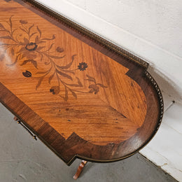 French Mahogany & Walnut Inlaid 2 Shelf Sofa Table