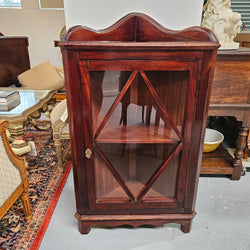 Mahogany 1 Door 1 Shelf Corner Display Cabinet | Antique & Vintage | Moonee Ponds Antiques | Australia Wide Delivery