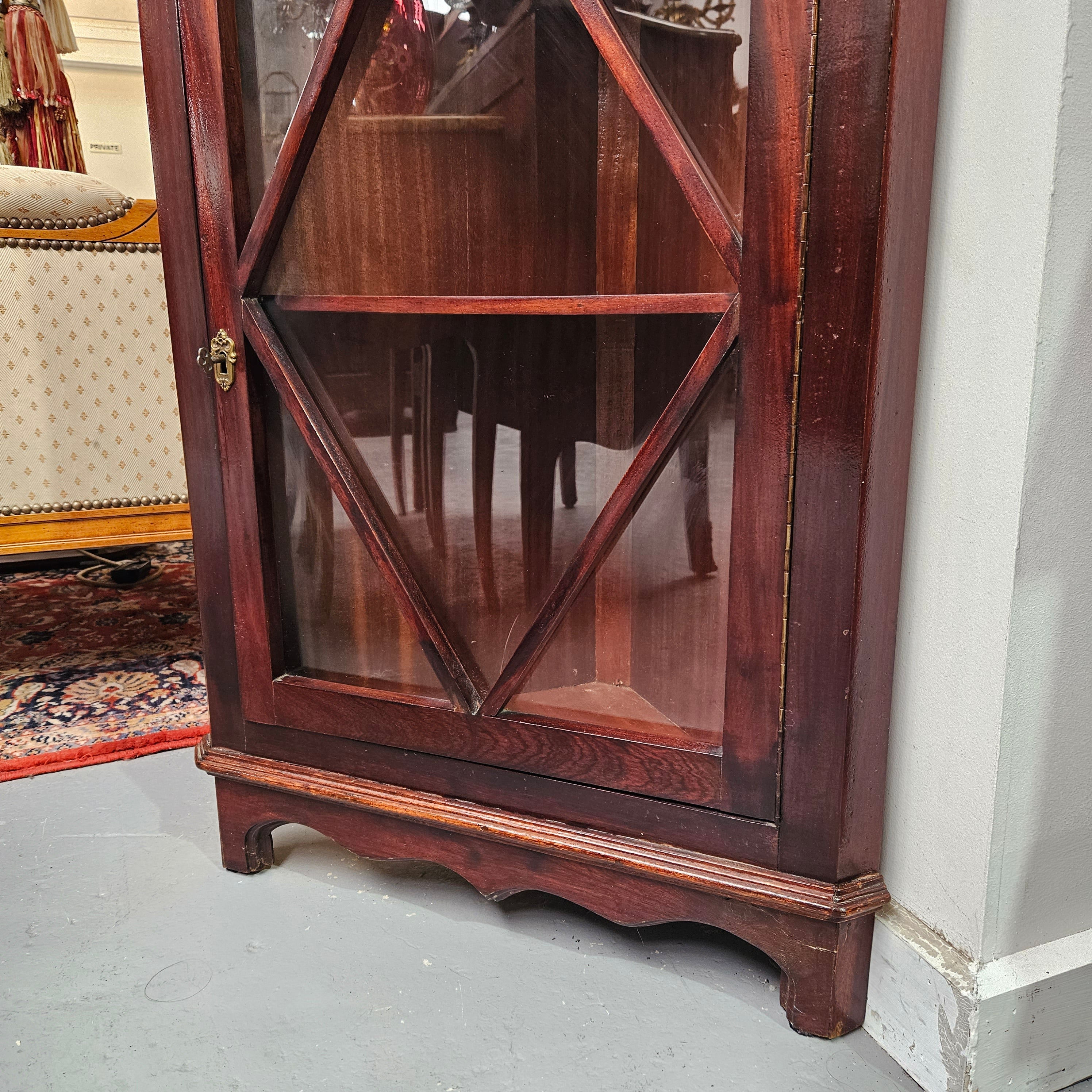 Mahogany 1 Door 1 Shelf Corner Display Cabinet | Antique & Vintage | Moonee Ponds Antiques | Australia Wide Delivery