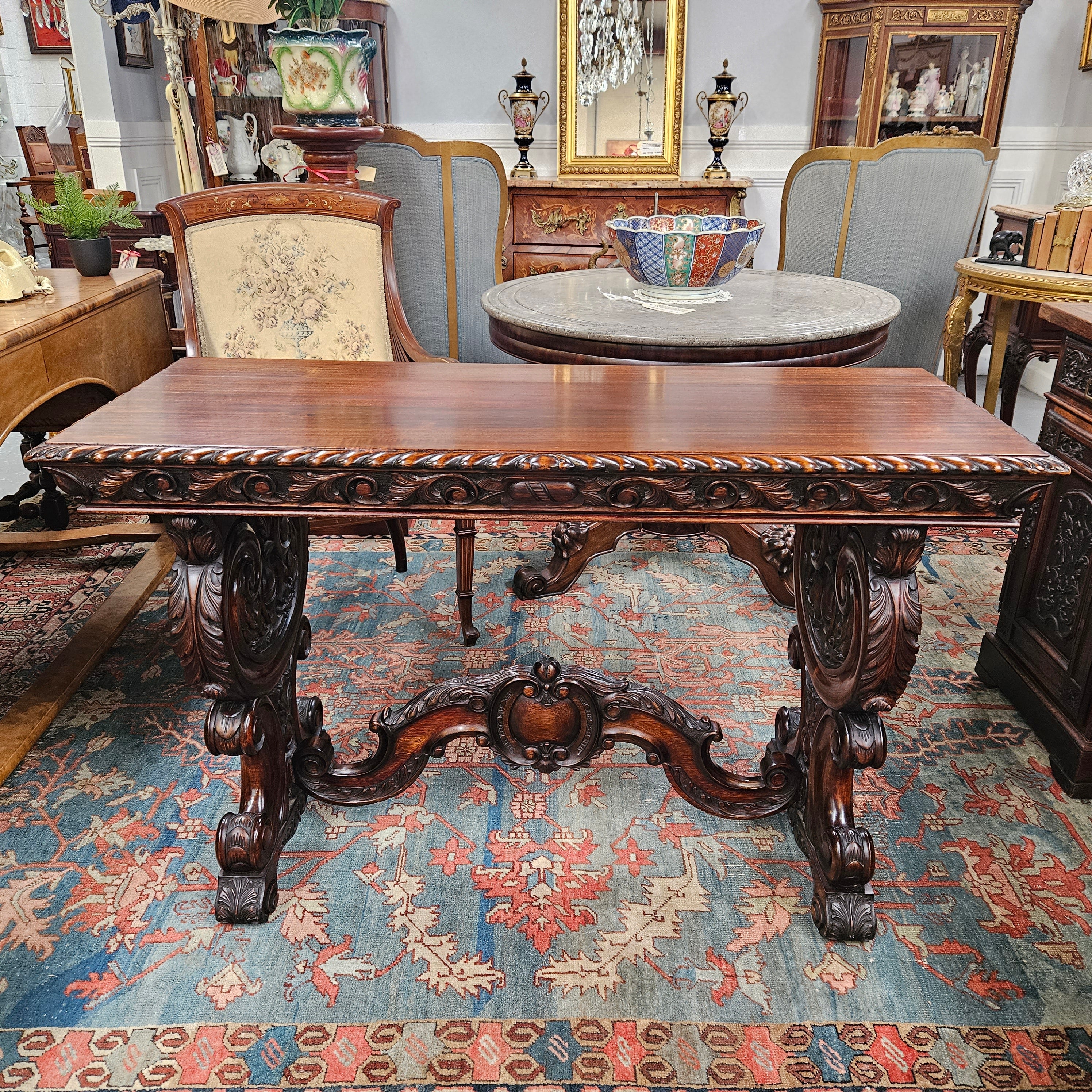 Renaissance Style Mahogany Center Table | Antique & Vintage | Moonee Ponds Antiques | Australia Wide Delivery