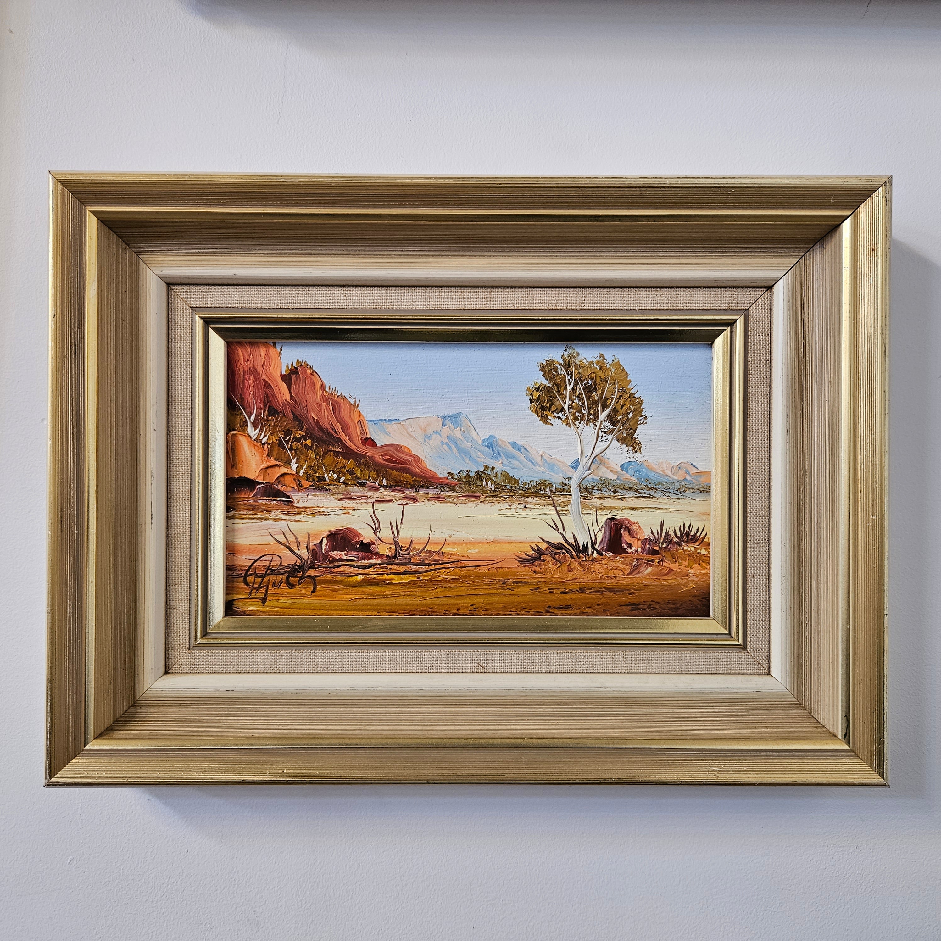 Signed Oil On Board 'Alice Springs NT' Painting | Antique & Vintage | Moonee Ponds Antiques | Australia Wide Delivery