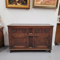 Impressively Carved 18th Century English Oak Kitchen Dresser Base in 17th Century Jacobean Style | Antique & Vintage | Moonee Ponds Antiques | Australia Wide Delivery