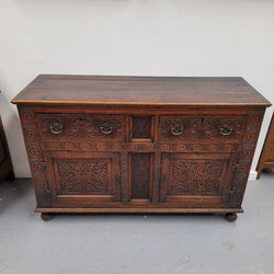 Impressively Carved 18th Century English Oak Kitchen Dresser Base in 17th Century Jacobean Style | Antique & Vintage | Moonee Ponds Antiques | Australia Wide Delivery