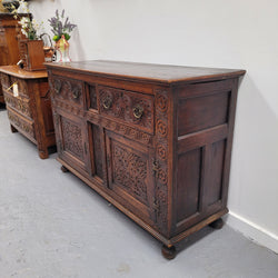 Impressively Carved 18th Century English Oak Kitchen Dresser Base in 17th Century Jacobean Style | Antique & Vintage | Moonee Ponds Antiques | Australia Wide Delivery