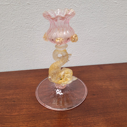 Venetian Murano Glass Dolphin Figural Candle Holder