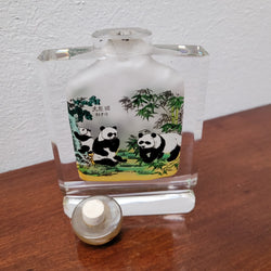 Reverse Chinese Hand Painted Glass Panda Snuff Bottle | Antique & Vintage | Moonee Ponds Antiques | Australia Wide Delivery