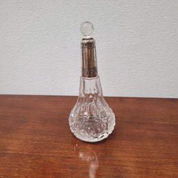 English Victorian Silver & Cut Crystal Perfume Bottle.