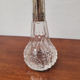 English Victorian Silver & Cut Crystal Perfume Bottle.