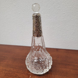 English Victorian Silver & Cut Crystal Perfume Bottle.