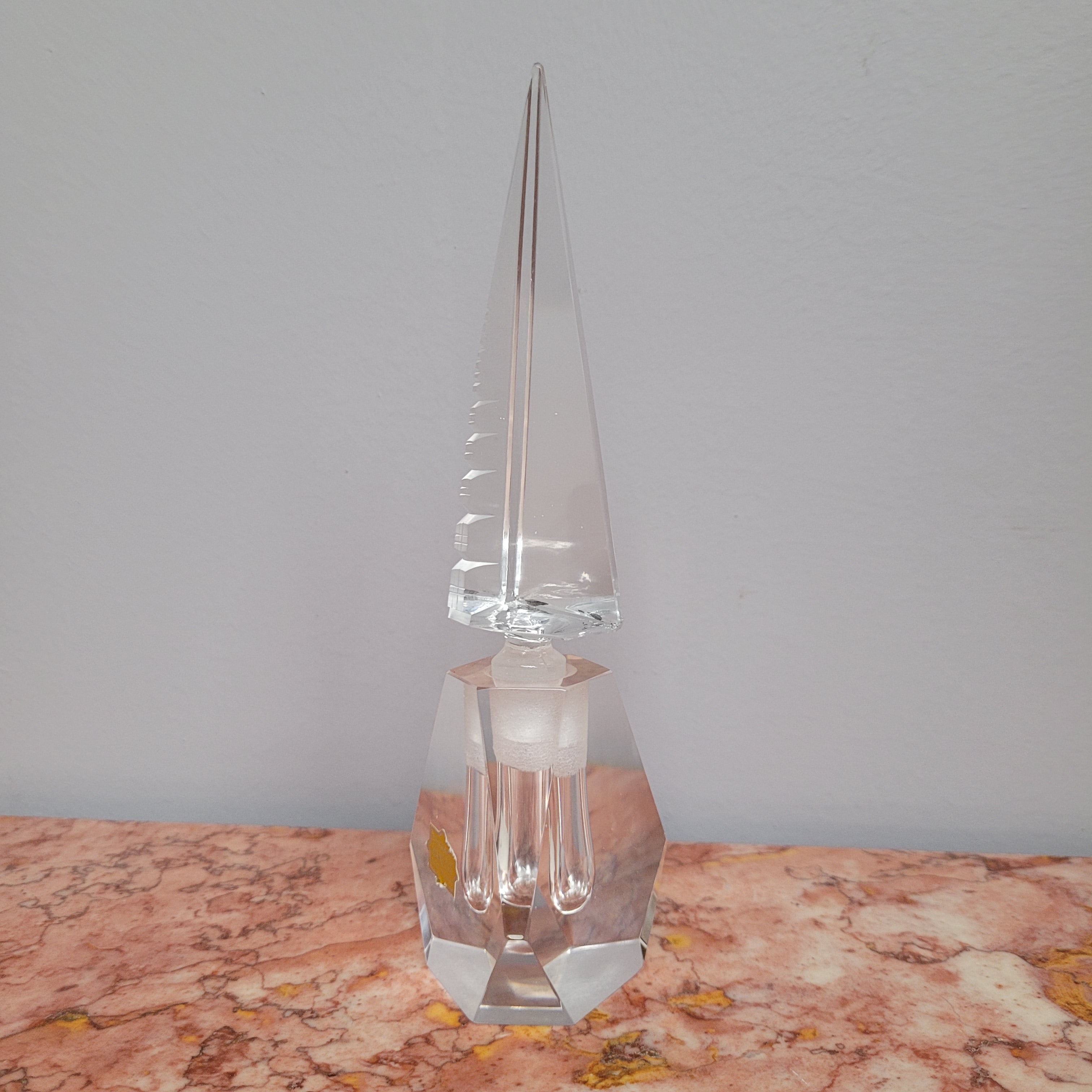 Art Deco Pagoda Cut Crystal Perfume Bottle