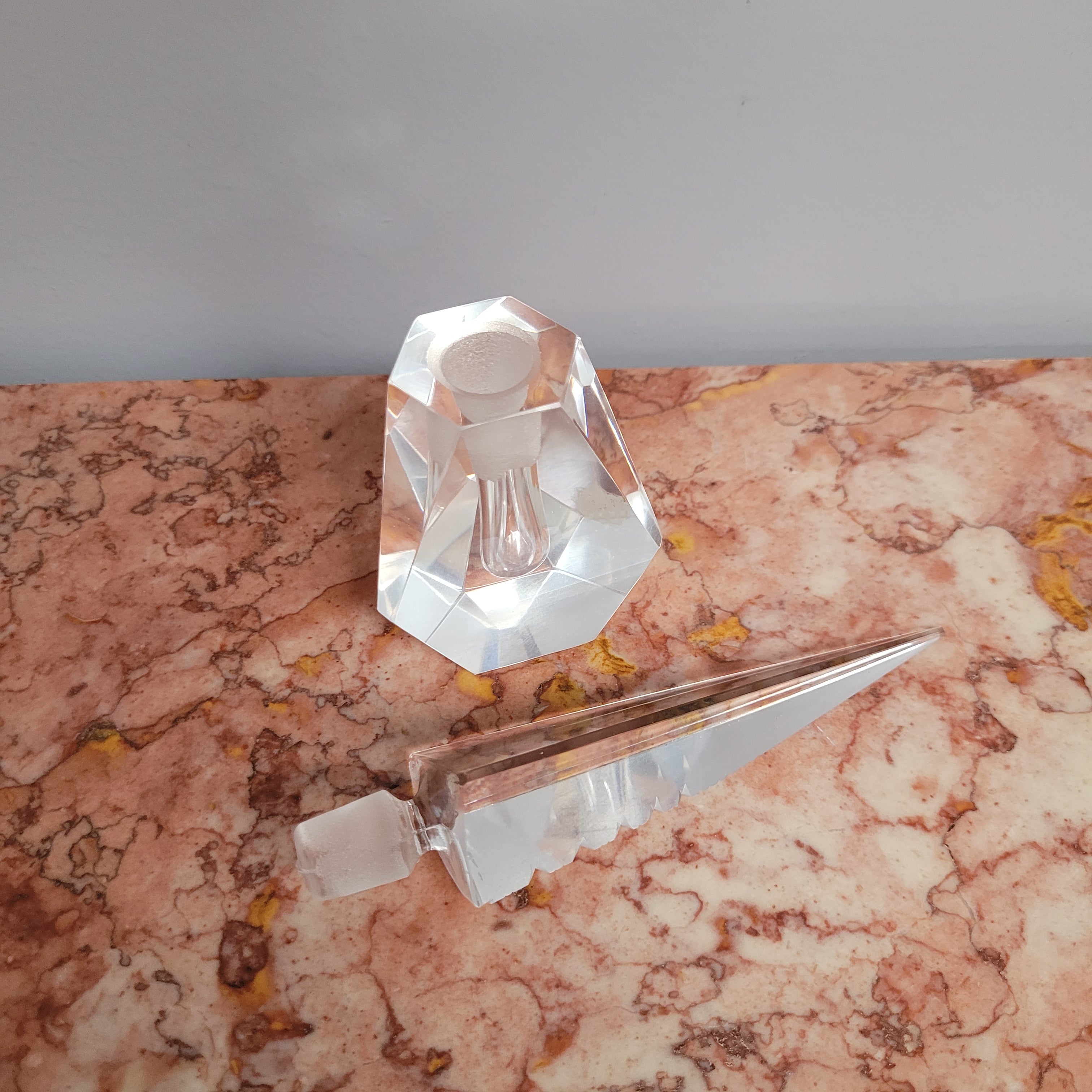 Art Deco Pagoda Cut Crystal Perfume Bottle
