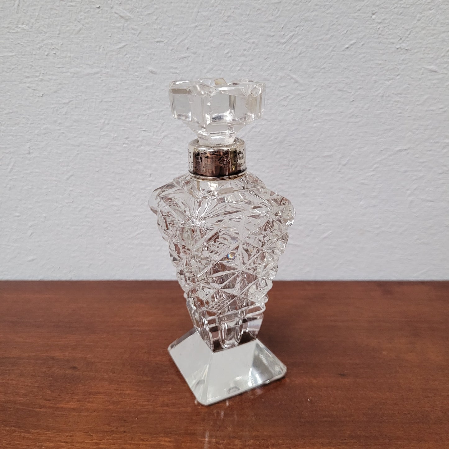 Art Deco London Silver & Cut Crystal Scent Bottle