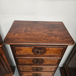 French Normandy Style Oak & Elm Chest of Five Drawers | Antique & Vintage | Moonee Ponds Antiques | Australia Wide Delivery