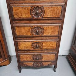 French Normandy Style Oak & Elm Chest of Five Drawers | Antique & Vintage | Moonee Ponds Antiques | Australia Wide Delivery