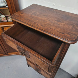 French Normandy Style Oak & Elm Chest of Five Drawers | Antique & Vintage | Moonee Ponds Antiques | Australia Wide Delivery