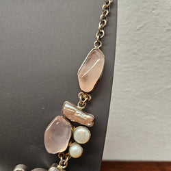 Rose Quartz, Pearl Necklace in Sterling Silver | Antique & Vintage | Moonee Ponds Antiques | Australia Wide Delivery