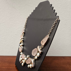 Rose Quartz, Pearl Necklace in Sterling Silver | Antique & Vintage | Moonee Ponds Antiques | Australia Wide Delivery