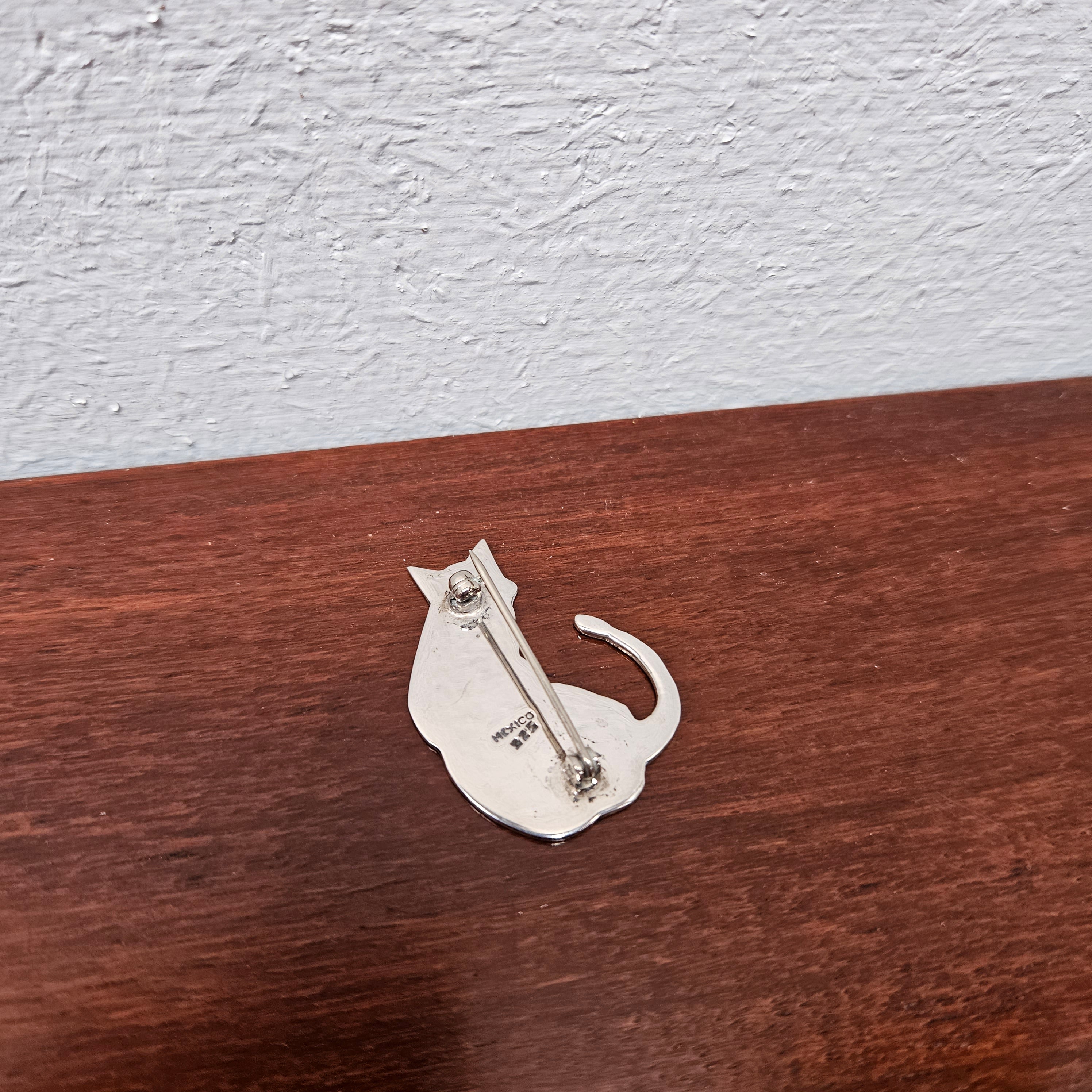 Charming Sterling Silver Silhouette Cat Brooch | Antique & Vintage | Moonee Ponds Antiques | Australia Wide Delivery