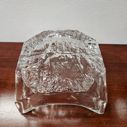 Vintage Iittala Square Glass Bowl With Ice Textured Base.