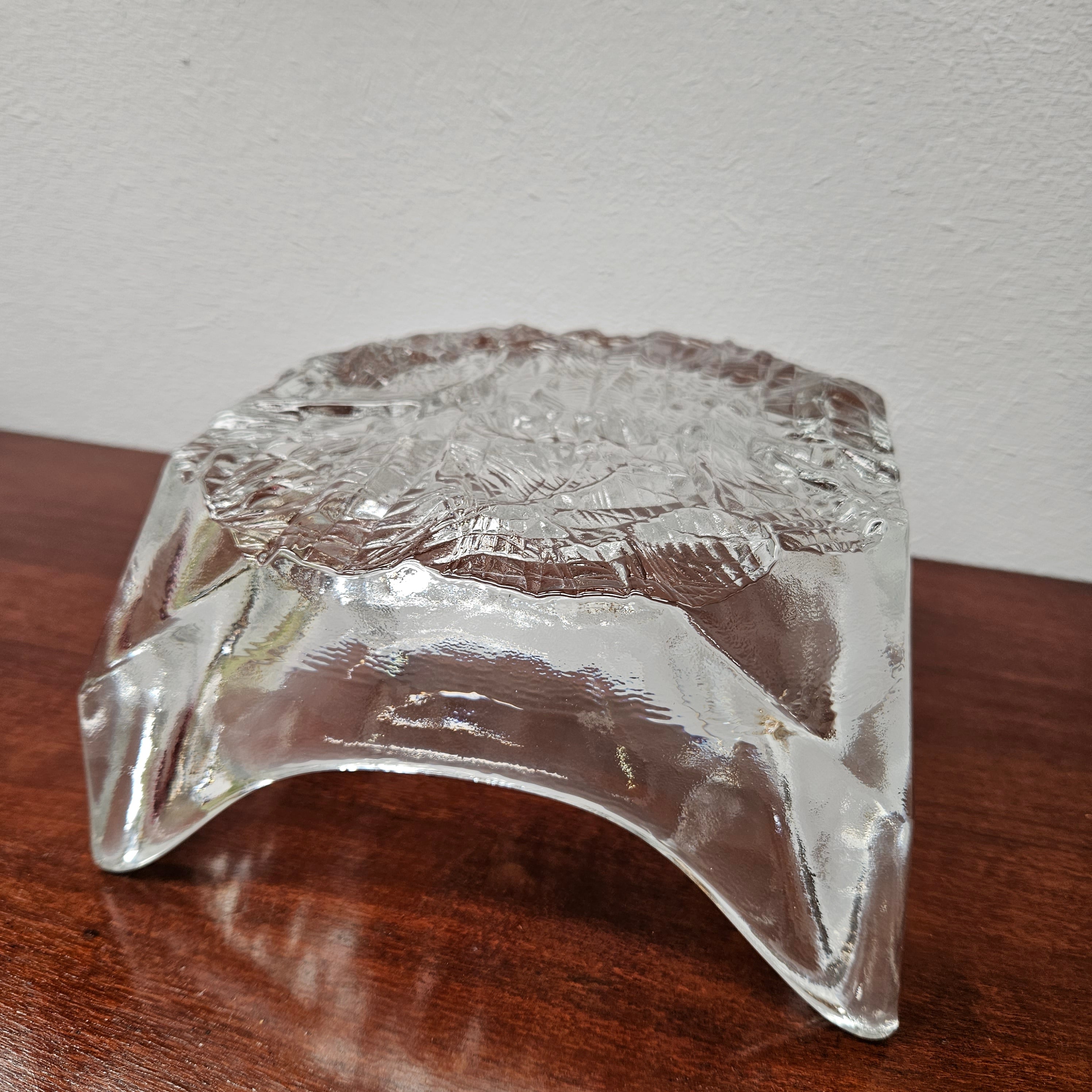 Vintage Iittala Square Glass Bowl With Ice Textured Base. | Antique & Vintage | Moonee Ponds Antiques | Australia Wide Delivery