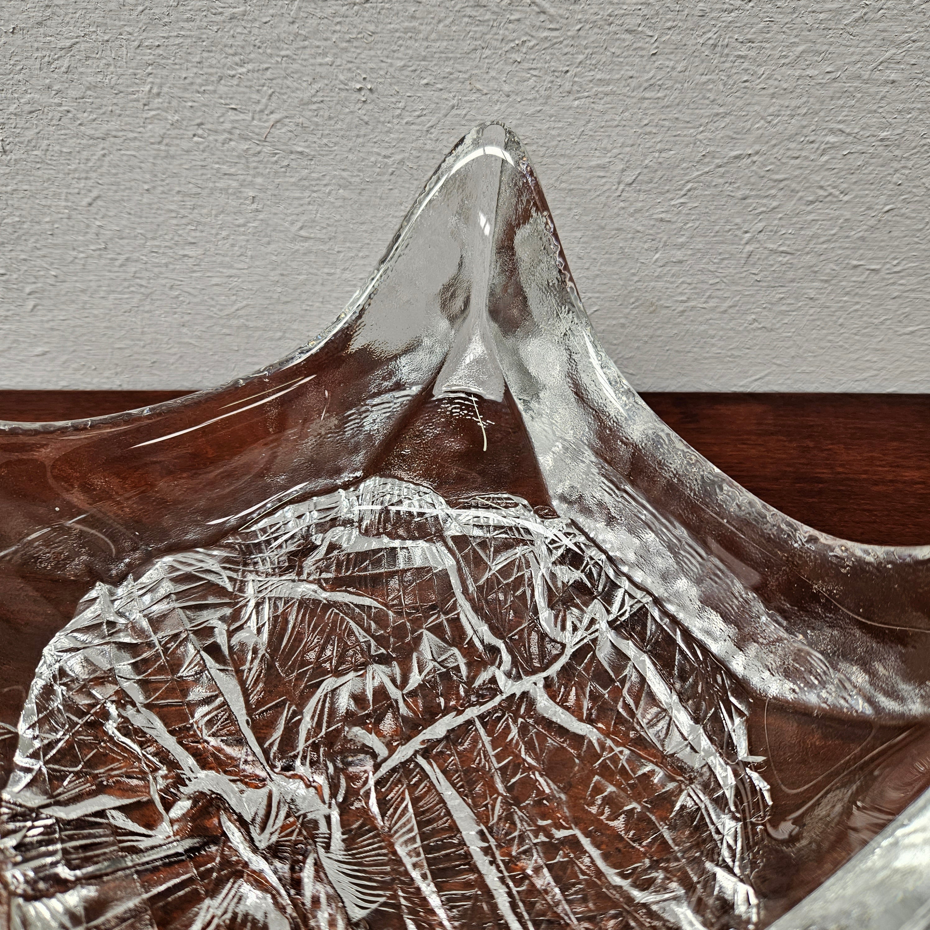 Vintage Iittala Square Glass Bowl With Ice Textured Base. | Antique & Vintage | Moonee Ponds Antiques | Australia Wide Delivery