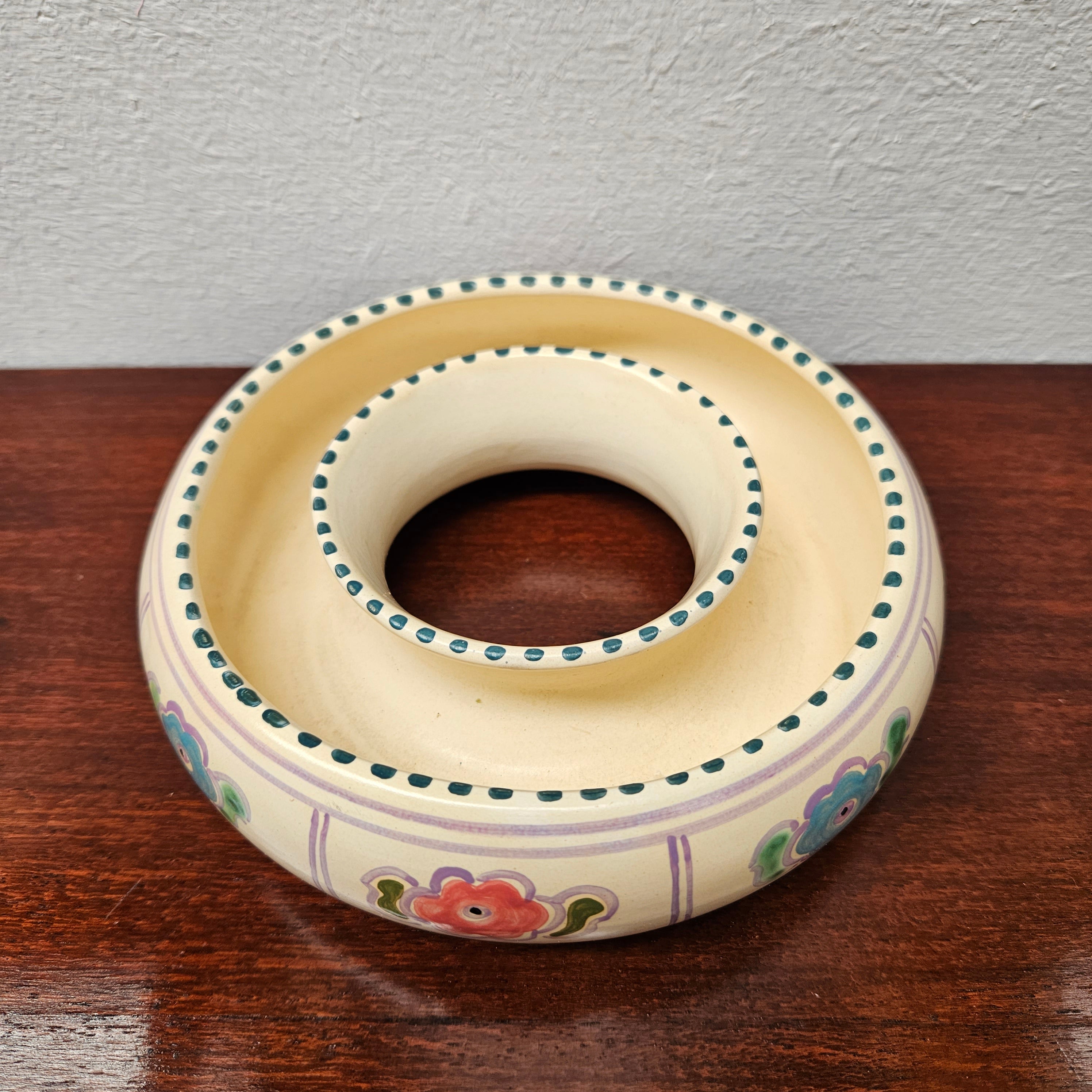 Pretty Decorated Devon Honiton Round Trough Vase