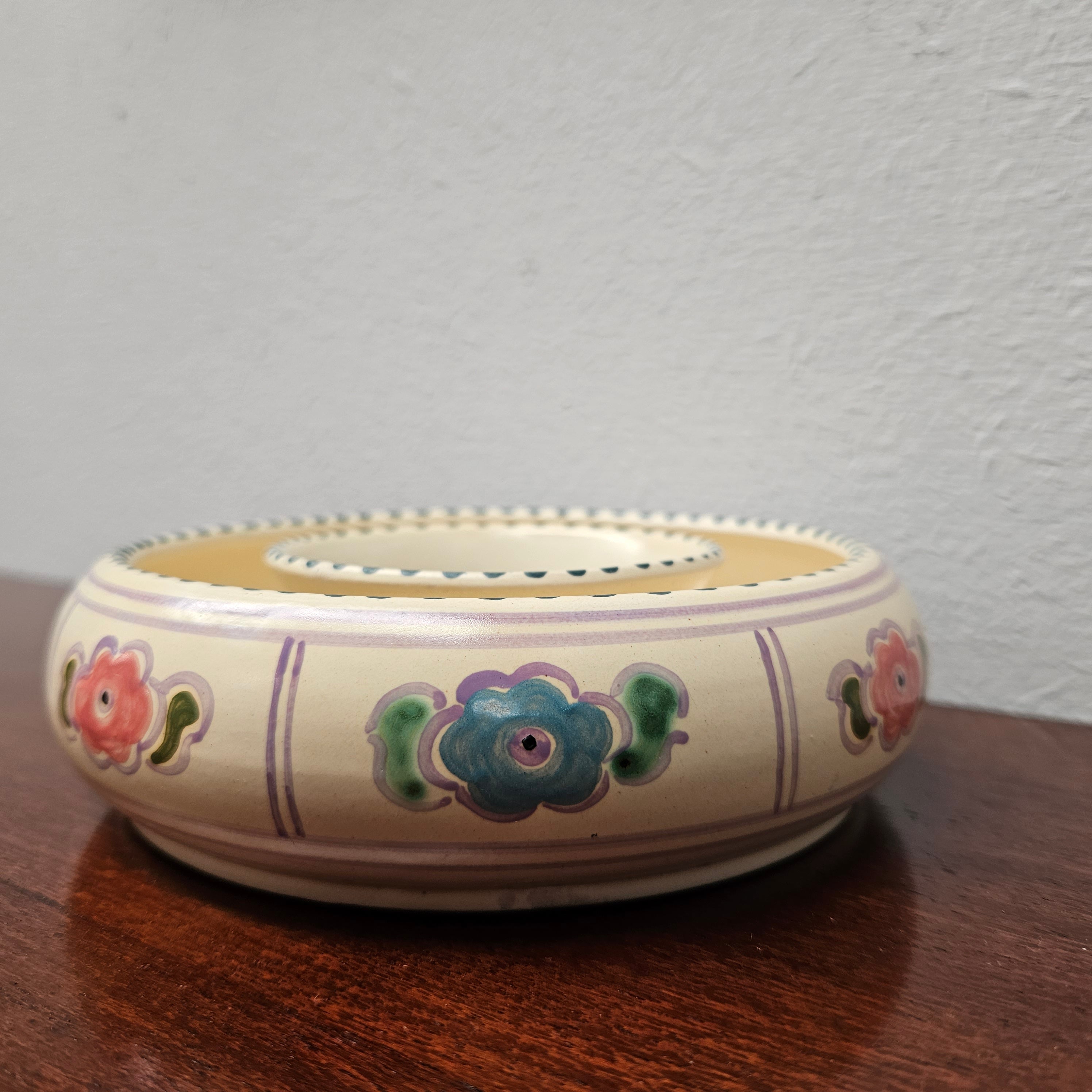 Pretty Decorated Devon Honiton Round Trough Vase | Antique & Vintage | Moonee Ponds Antiques | Australia Wide Delivery