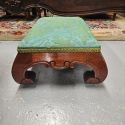 Lovely Victorian Green Upholstered Small Footstool | Antique & Vintage | Moonee Ponds Antiques | Australia Wide Delivery