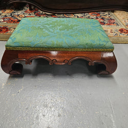 Lovely Victorian Green Upholstered Small Footstool | Antique & Vintage | Moonee Ponds Antiques | Australia Wide Delivery