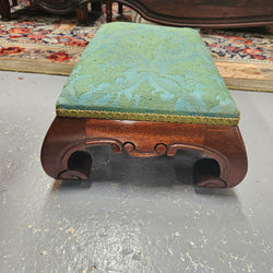 Lovely Victorian Green Upholstered Small Footstool | Antique & Vintage | Moonee Ponds Antiques | Australia Wide Delivery