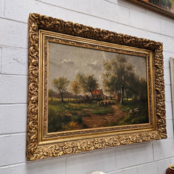 Amazing Oil on Canvas Country Scene Painting | Antique & Vintage | Moonee Ponds Antiques | Australia Wide Delivery