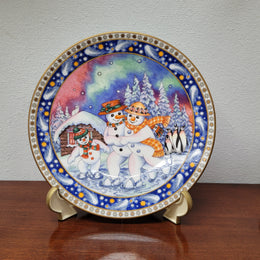 Royal Worcester Christmas Plate "Skating Snowman"